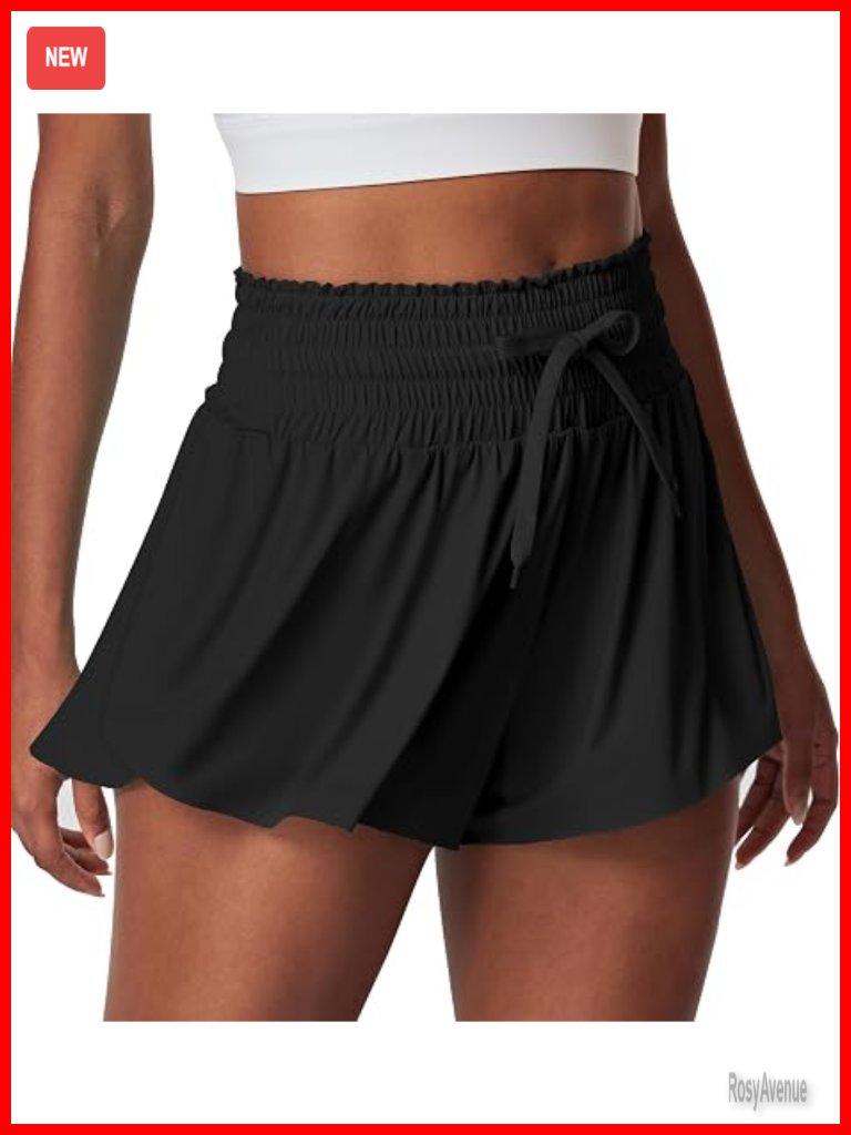 High Waisted Butterfly Athletic Shorts Skort With Pockets Flowy